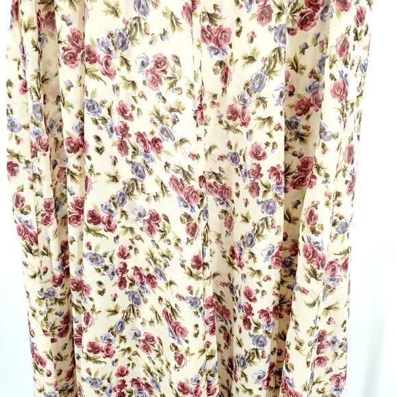 VTG 90s All Over Floral Print Midi Skirt S (Tag size 9) Yellow - Picture 13 of 16